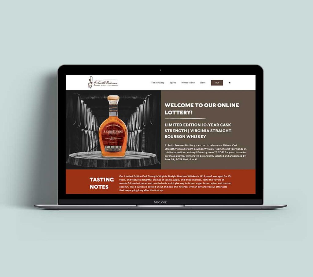 Cask Strength Landing Page for A. Smith Bowman Distillery